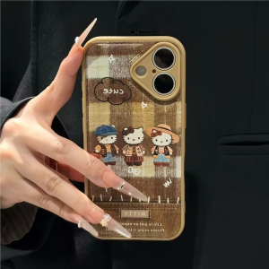 Kitty Cat Phone Case with Lanyard Anti-Fall Cartoon Design for iPhone 17/16/15/14/13/12 pro Max Apple Huawei Mate 70 Cute Personality Soft Shell