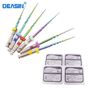 ชุดตะไบรากฟันรุ่น Rainbow Series SX-F3 สีทอง 6 ชิ้น/กล่อง ทำจากวัสดุ NiTi ที่ใช้ความร้อนในการปรับรูปทรง สามารถงอได้ ใช้สำหรับการรักษารากฟันแบบโรตารี่