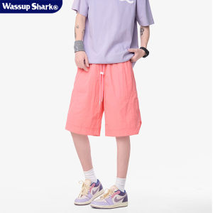 Quần Short Nam Nữ WASSUP SHARK Mùa Hè Mỏng Nhanh Khô Thường Ngày Cạp Vừa Dài Năm Mảnh Vải Nylon Trẻ Trung