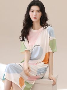 Váy Ngủ Mùa Hè Bằng Lụa Băng Modal Tay Ngắn Cho Nữ Váy Ngủ Dài Vừa Phải Quần Áo Mặc Nhà Thoáng Khí Thoải Mái Váy Ngủ Mùa Hè Cho Nữ