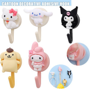 Kawaii Sanrio Cartoon Wall Hanging Hook Free Punching Self-Adhesive Wall Door Hook Home Kitchen Wall Decoration