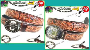 เข็มขัดหนังวัวแท้อัดเครื่อง-ตอกลายลายหัวม้า ซื้อ1ฟรี2 เข็มขัดหนังวัวแท้เย็บขอบ+หัวเข็มขัด แถมฟรีพวงกุญแจ เข็มขัดหนังวัวงานแฮปวี่ เข็มขัดแนวคาวบอย เข็มขัดสไตล์วินเทจ ผลิตจากหนังวัว100% ย้อนยุค ลำลอง ทนทาน สวยงาม ถอดเปลี่ยนหัวเข็มขัดได้เจาะรูให้ Cowboy belt