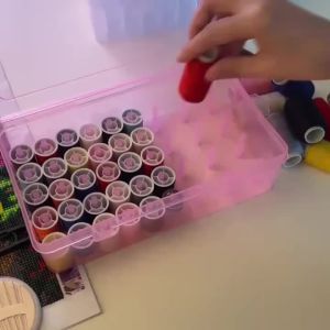 42 Spool Sewing Thread Sorting Box Portable Large Capacity Needle and Thread Holder Hand-Held Sewing Box