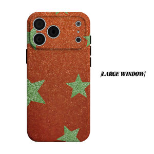 Glitter Green Star Orange Base Phone Case for iPhone 18 17 16 15 14 13 12 11 Air Pro Max Plus Double-layer Cover