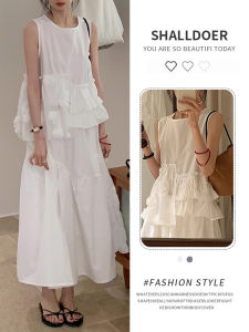 Shalldoer | ชุดกระโปรงสั้นแขนกุดลายดอกไม้สีขาวสไตล์ฝรั่งเศสสำหรับผู้หญิงในช่วงฤดูร้อนปี 2025 ชุดสองชิ้นที่ไม่ซ้ำใครและสวยงาม