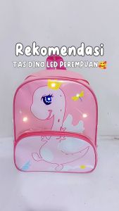 M1048 LED Tas Ransel Sekolah Karakter DINOSAURUS Anak Perempuan Lucu // Tas Sekolah Anak TK/PAUD // Fashion Kids New Fashion Stylish!! [BISA COD]