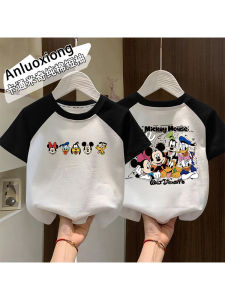 Cute Mickey Mouse Cartoon Short Sleeve T-Shirt for Kids Baby Boys Girls Cotton 100% Fashionable Versatile Summer Top