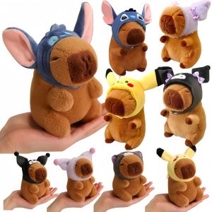Cartoon Capybara Plush Toy Pendant Capibara Cosplay Pokemon Pikachu Disney Stitch Sanrio Kuromi Plushies Stuffed Bag Decor Gift