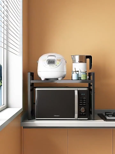 304 stainless steel microwave rack | Countertop oven rack storage cabinet | Retractable multi-function spice storage rack | Kabinet penyimpanan rak