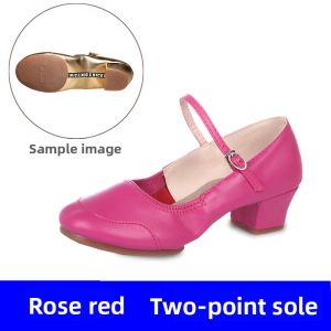 Adult Womens Dance Shoes Soft Bottom Red Square Dance Shoes Medium Heel Performance Shoes Gold Color Social Dance Shoes