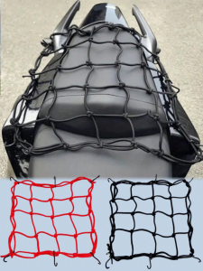30x30cm Elastic Cargo Net (W/Hooks) Durable Stretch Mesh Fits Motorcycle/Bike/Electric Scooter (Rear Seat/Tank) Fuel Tank Net