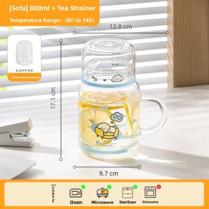 CAROTE | High Aesthetics Female Glass Water Bottle with Lid
