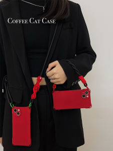 Túi Đeo Chéo Có Dây Treo Hình Bốn Góc Màu Đỏ Ban Đầu Cho Apple 15Ốp Lưng Điện Thoại Di Động Màu Trơn Đơn Giản Cho iPhone 14 Có Thể Đeo Lưng Chống Rơi 13 Màu Đỏ 12 Tết Cổ Truyền 11 Năm Mới