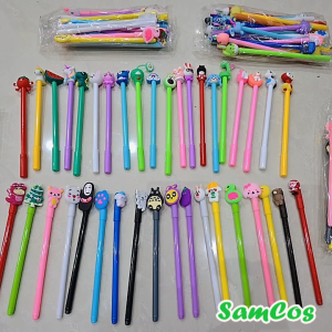 Set 20 bút nước 2D 3D hình ngẫu nhiên có mực tím xanh đen tặng kèm túi zip văn phòng phẩm học sinh SamCos