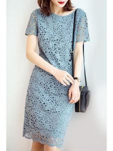 Elegant Pink Lace Summer Dress 2025 High Waist Straight Cut A-Line Skirt for Women Age Reduction Fashionable French Style