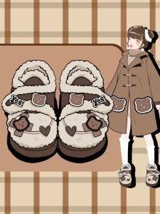 Giày Mặc Nhà Lông Cừu Lông Cừu Nguyên Tác Amy Và Maimai Giày Bông Mùa Đông Giày Đáng Yêu Bé Gái Dày Dặn Lót Lông Mẫu Mới Cho Nữ