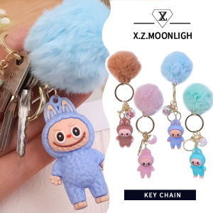 X.z.moonligh ลูกบอลขนสัตว์อินเทรนด์ Labubu พวงกุญแจแกะน้อยจี้การ์ตูน DIY