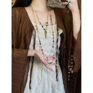 Bohemian Vintage Double Layered Necklace Womens Style Long Chinese New Fashion Sweater Chain Ethnic Wind Fashion Jewelry