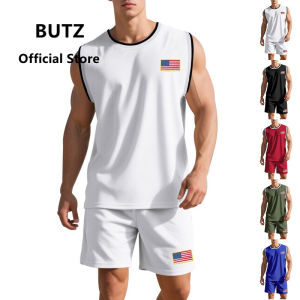 BUTZ Brand 2025 Spring New Casual Sports Basketball Suit Set for Men: European and American Trend Sleeveless Top for Men
