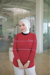 Kaosinn - Atasan Kaos Wanita Nameera List  | Lengan 7/8 | Bahan Katun Combed 20s | Bisa Seragaman