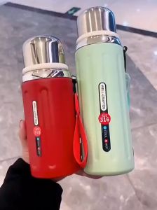 Bình giữ nhiệt inox 316 ZY-013 dung tích 600ml 800ml có cốc uống kèm theo nắp bật lưới lọc quai xách đáy lót cao su
