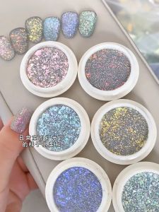 Nail Art Dreamy Shiny Nail Sequins Diamon Opal Powder Glitter Manicure Nail Accessories 美甲亮片云锦碎钻粉梦幻偏光彩色爆闪蹦迪欧泊粉日式超薄指甲饰品