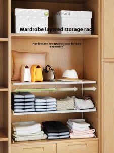 Expandable Closet Dividers Storage Organizer Multi-Layer Rack for Clothes And Shoes Space Saver for Wardrobe And Cabinets