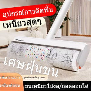 ลูกกลิ้งกำจัดขนด้ามยาว ด้ามจับยาวพับเก็บได้รุ่นใหม่ ลูกกลิ้งทำความสะอาดขนาด24เซนติเมตร ม้วนกาว รีฟิล เก็บขนและฝุ่น