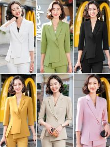 Slim Fit Womens Business Suit Jacket Lightweight Beauty Salon Work Uniform Professional Elegant High-End Formal Wear