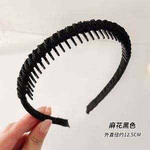 Childrens Fabric Hairband Anti-slip Grid Pattern Toothed Girls Hair Clip Headwear Cute Style Fabric Hair Accessories