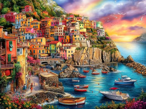 500 1000 1200 2000pcs Jigsaw Puzzle Seaside Landscape House Boat Mountain Scenery For Adults Family Fun Brain Teaser