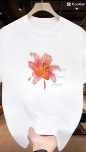 LC.TRADING    เสื้อยืดสกรีนลายดอกไม้ น่ารักสดใส มี5 สีให้ได้เลือกใส่ เนื้อภาพคุณภาพดี สินค้าพร้อมจัดส่ง B0069