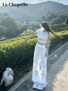 La Chapelle White Parachute Work Pants Women Summer Thin American Straight Cut Quick Dry Loose Ice Silk Wide Leg Pants