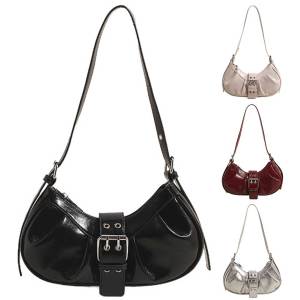 PU Leather Shoulder Bag for Women Y2K Style Crossbody Bag with Pleated Design for Travel and Daily Use