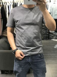 Pure Cotton Short Sleeve T-Shirt round Neck Casual Basic Shirt Mens Summer Breathable Comfortable Fashion Urban Style