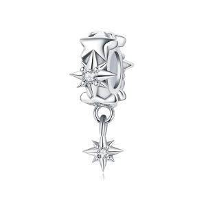 MISEFF S925 Sterling Silver Bead Star Moon Sun Isolation Bead with Silicone Stoppers Women Fashion DIY Jewelry Making Gift