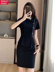 XINYU | Summer Elegant Professional Dress Short Sleeve