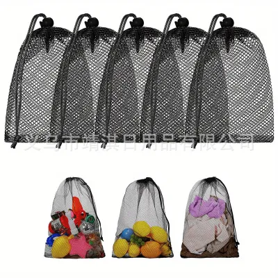 Drawstring Net Bag Nylon Mesh Dive Ball Toy Storage Laundry Bag Sports Equipment Accessories Crossbody Pouch Backpack