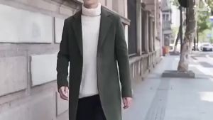 Áo Khoác Gió Nam Dáng Ôm Chất Liệu Cotton Pha Len Phong Cách Thời Trang Công Sở Màu Trơn Cổ Trụ Cài Khuy Đơn.