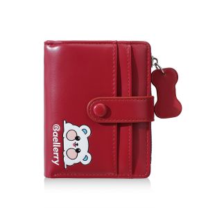 Baellerry | Ví Ngắn Hình Gấu Hoạt Hình Dễ Thương Dành Cho Nữ Nhiều Ngăn Đựng Thẻ Có Khóa Kéo Ví Đựng Tiền Xu Chất Liệu Da PU Nhẹ Thời Trang Thích Hợp Cho Du Lịch Dã Ngoại Và Đi Làm.