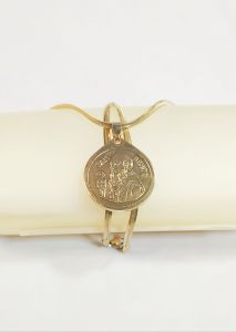 St. Benedict Miraculous Medal High Quality 18K Stainless Gold Pendant Necklace for Protection Against Evil 1.10 in dia. Medal with Boxes and Prayer Booklet