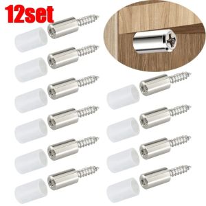 Polocat 1/4/8/12ชุดสกรูชุดอุปกรณ์ยึดผนังสกรูเกลียวปล่อย พร้อมด้ามยางลามิเนตรองรับตู้กระจกโฮมเมดไม่ลื่นพาร์ทิชันเล็บ