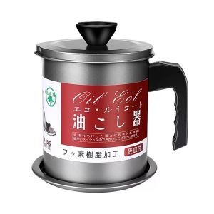 SOLID HOME 1.4L Stainless Steel Oil Container with Strainer Tray Healthy Kitchen Cooking Grease Filter Oil Fat