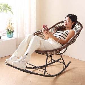 Bean Bag Sofa Balcony Lying Rocking Chair Adult Recliner Lunch Break For Home Casual Rattan Woven Couch Subnet Red Rocking Chair