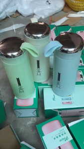 Bình Đựng Nước Thủy Tinh Bọc Nhựa NICE 400ml Cách Nhiệt Thời Trang