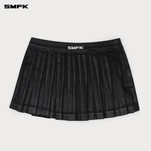 SMFK | Design Wax Lightning Mid-waist Slimming A-line Short Jean Skirt