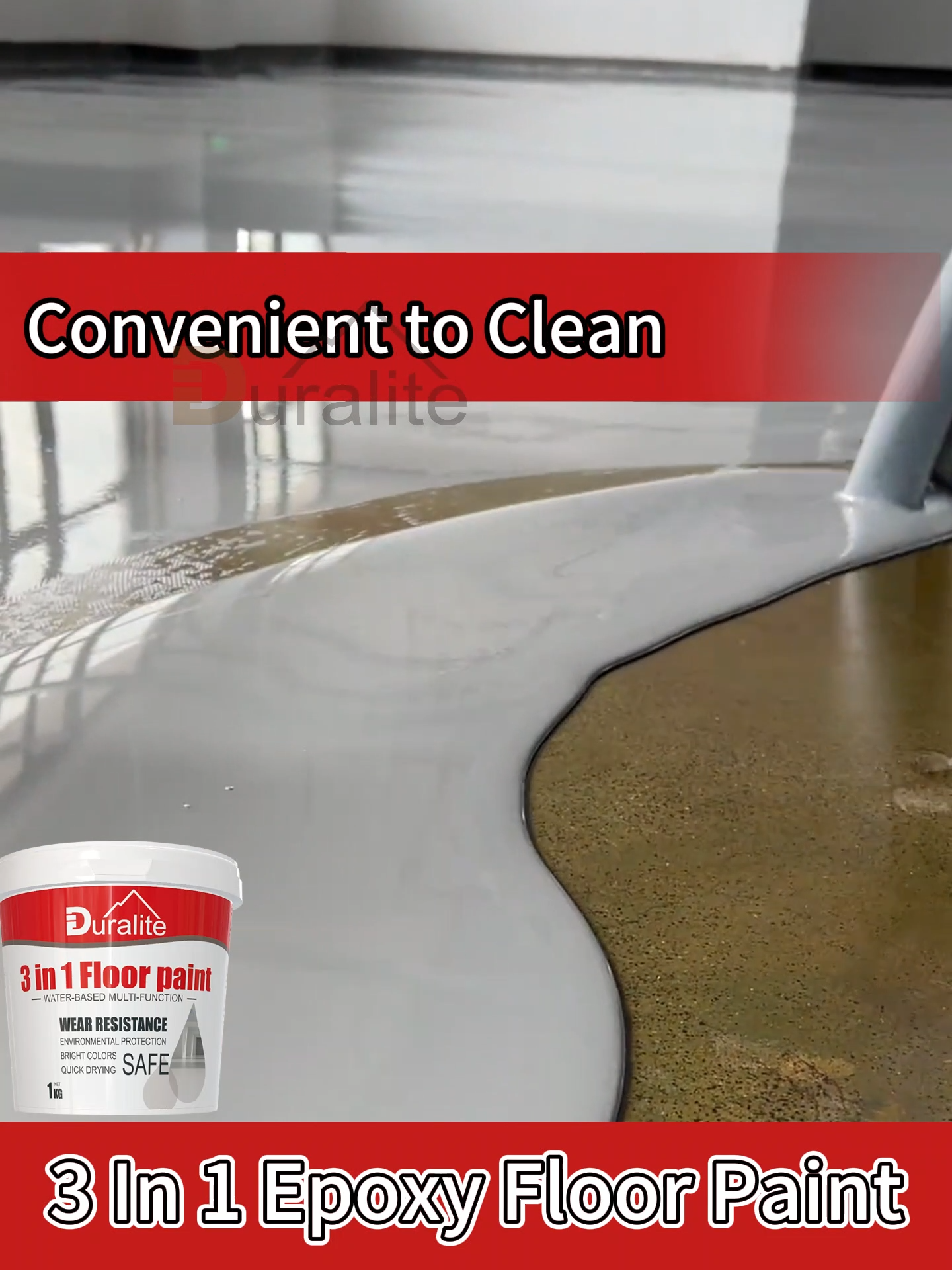 🔥1000g With Brush🔥3 In 1 Epoxy Floor Paint Water-Based Epoxy Floor Paint Waterproof Renovation Anti-cracking Wear-Resistant Suitable For Cement Floor Factory Warehouse Office epoxy paint for flooring Cement Floor Paint Epoxy Floor Paint