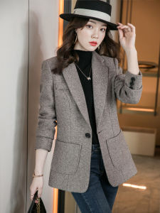 Thickened Plaid Woolen Womens Blazer Casual Style Spring Autumn Winter New Fashion Small Suit Jacket Elegant Quality