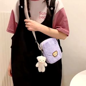 Masterbag - Tas Selempang Corduroy Mini Bear Sling Bag Wanita Remaja Cute Korean Style