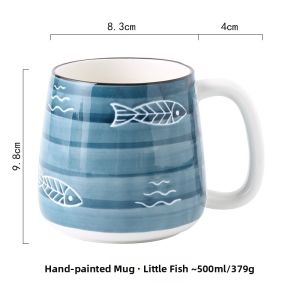 Hand-Painted Underglaze Colored Ceramic Cup for Couples